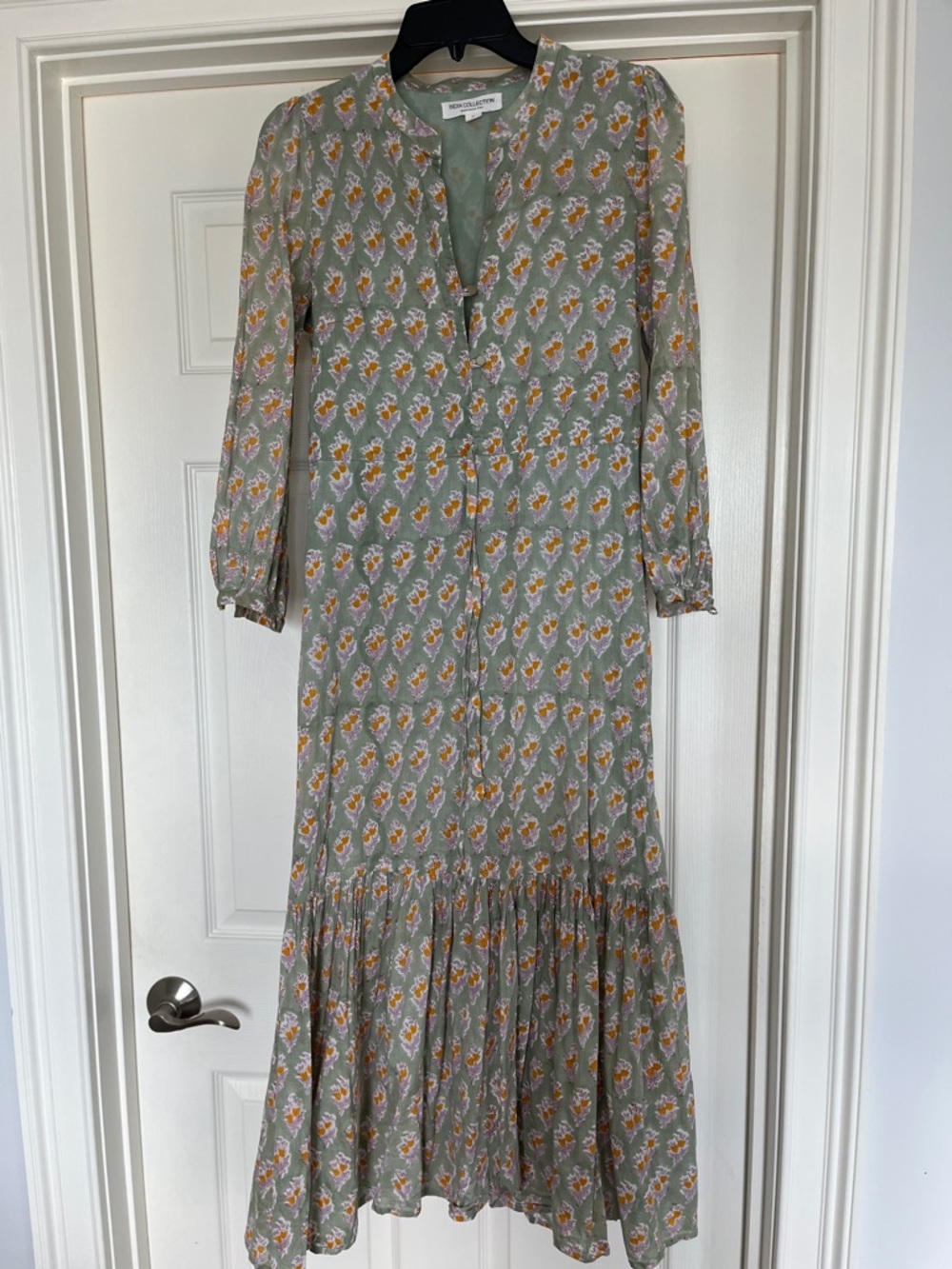 Emerson Fry Sage Green Floral Tiered Maxi Dress